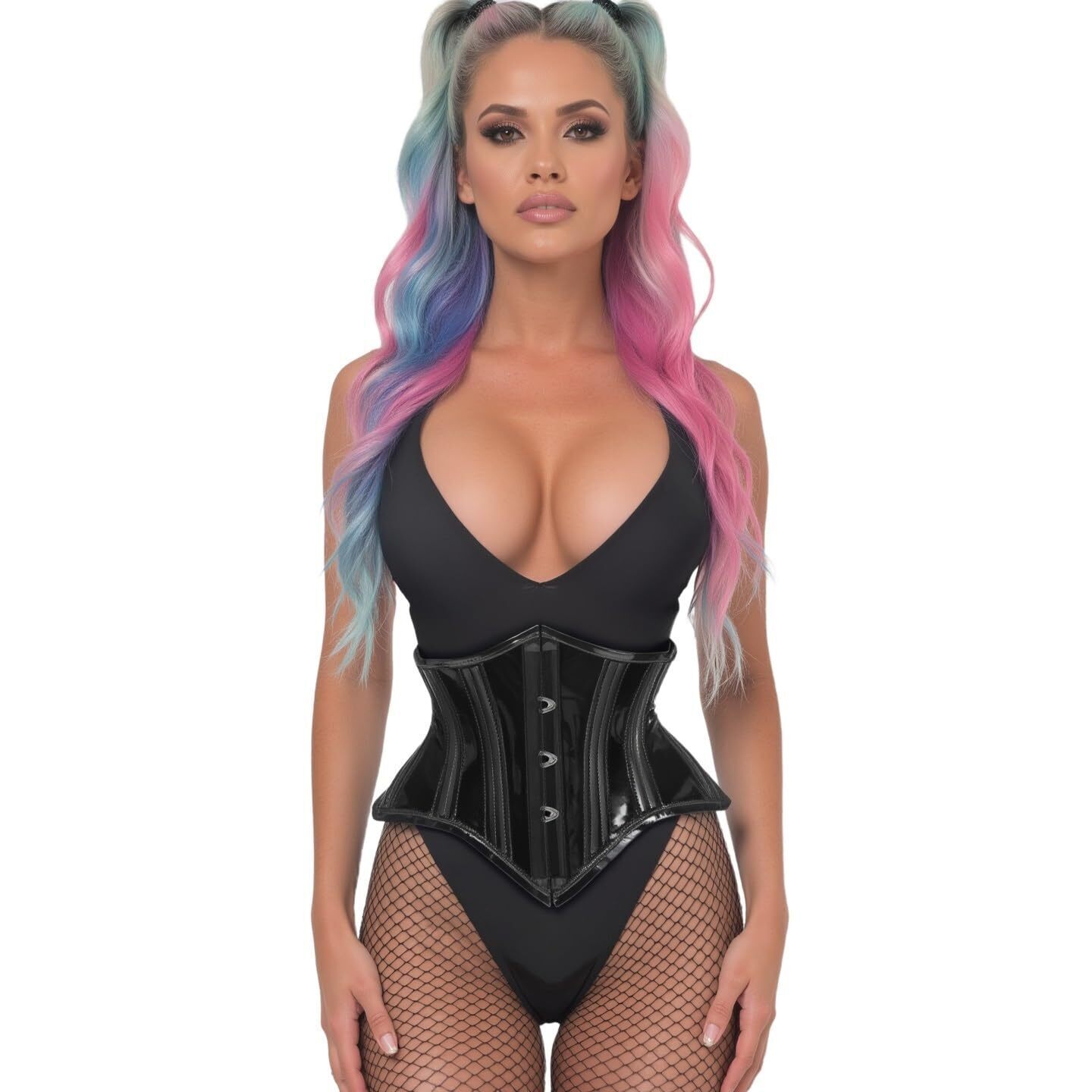 8675 Lavish Clear Black Curvy Cut Mini Cincher Corset Xlarge